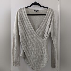 George Light Gray V-Neck Cable Knit Sweater